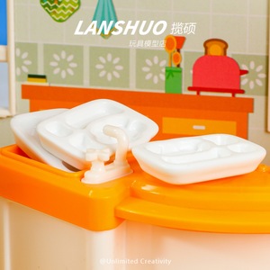 จานอาหารจิ๋วสีขาว Lanshuo ทำจากพลาสติกเรซิ่น อุปกรณ์ตกแต่งครัวบ้านตุ๊กตา สำหรับเด็ก ของเล่นจำลอง ของตกแต่ง - Product Image 2