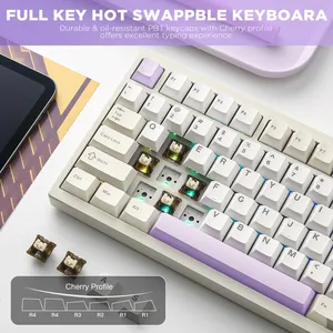 YUNZII AL80 QMK VIA <span class=keywords><strong>ค</strong></span>ีย์บอร์ดแบบกลไกอะลูมิเนียม พร้อมจอ LCD, ไฟ RGB, รองรับการเปลี่ยนสวิตช์แบบ Hot-Swappable, เชื่อมต่อบลูทูธและ USB-C สำหรับ Mac/Windows - Product Image 4