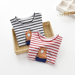 Camiseta Infantil con Estampado de Rayas y Dobladillo Redondo, Impresa por Máquina, para Comprar en Línea - Product Image 1