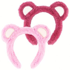 Cute Cartoon Animal Ear Plush <strong>Headband</strong> Soft Washable Hair Band with Bear Cat Rabbit Ears for Party Cosplay Spa Gift - Product Image 1