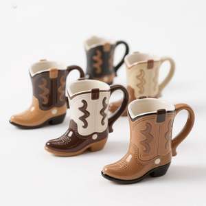 Vintage Cowboy Boot Mug-<span class=keywords><strong>Taza</strong></span> de café de cerámica <span class=keywords><strong>3D</strong></span> de 12oz con textura de piel sintética y placa de <span class=keywords><strong>nombre</strong></span> personalizada - Product Image 1