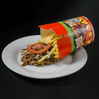 Boîte de nouilles chinoises à fond rond personnalisé, boîte d'emballage à emporter en carton de 16oz pour Kebab Doner