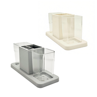 Ensemble de toilette en cuir à motifs 50% HIPS 50% PS, ensemble de trois pièces, organiseur de salle de bain, ensembles de salle de bain modernes, gobelet à rince-bouche