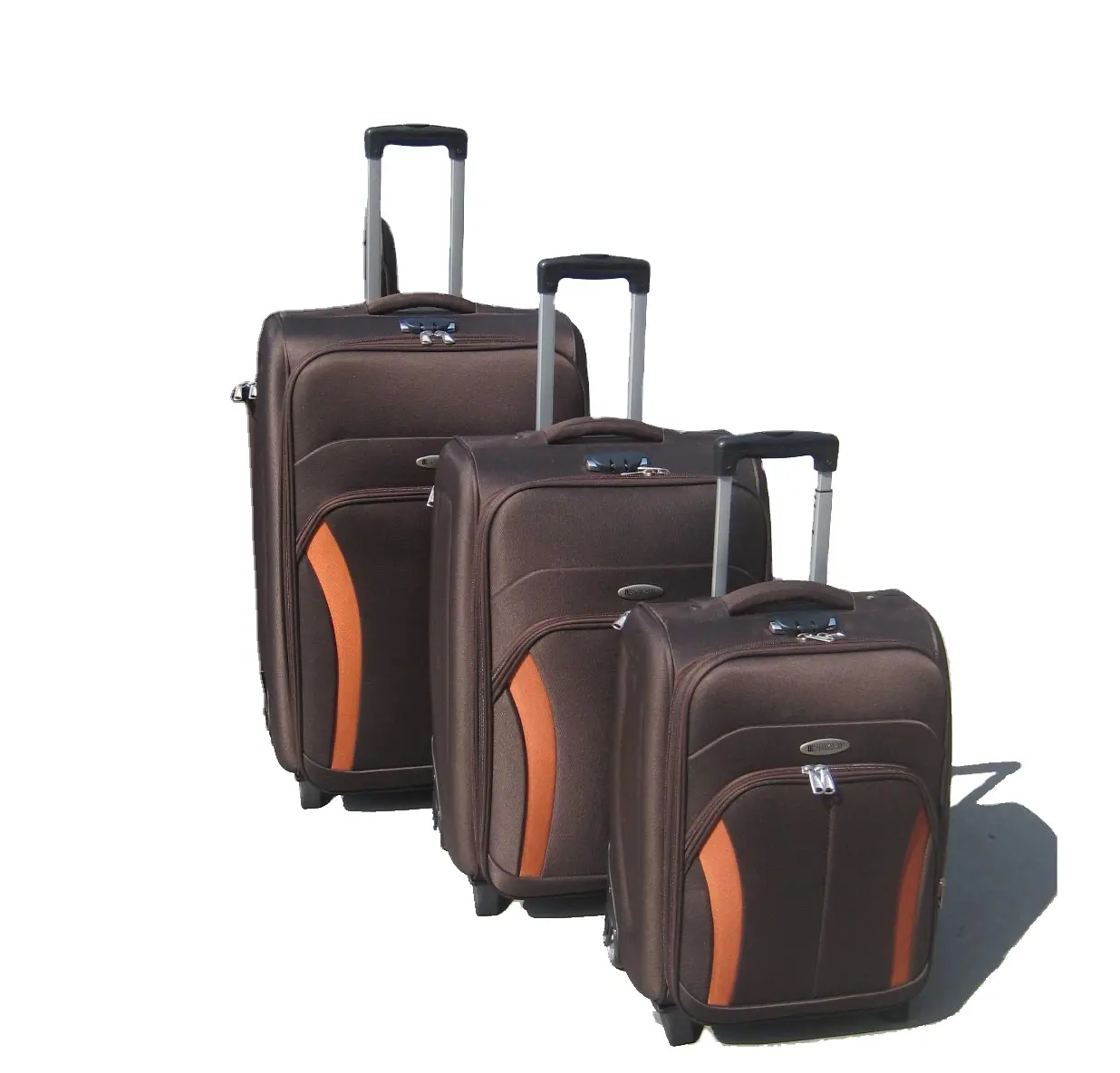Set di valigie Trolley morbido leggero di marca Set di valigie Trolley in tessuto di Nylon Set di valigie Trolley in ferro Unisex in poliestere 2 ruote FR155