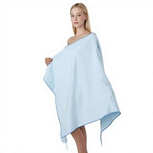 Serviette de plage à capuche en microfibre écologique pour adulte, séchage rapide, rayée, tissée, douce, absorbante, peignoir de bain, robe de change pour la natation - Product Image 1
