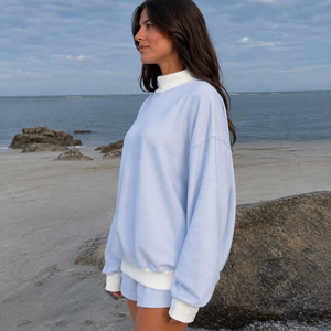 OEM Custom Summer Knitted Heavyweight Polyester/Cotton Women's Oversized Casual <b>Mock</b> <b>Neck</b> Sweatshirt - Product Image 3