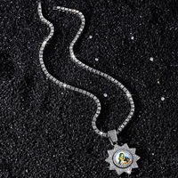Nouveau collier tendance pour homme en alliage de zinc, style streetwear hip-hop, avec pendentif tourné en forme de tournesol, motif portrait, personnalité affirmée