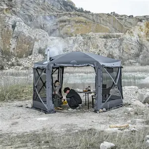 Wild Land Double Door fiberglass pole big size sun shelter screen house gazebo outdoor camping pop up screen tent with floor