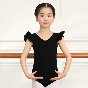 Tenue de ballet pour enfants et tout-petits, dos croisé, manches à volants, justaucorps fluide, combinaison de gymnastique, haut d'entraînement de ballerine pour l'été - Product Image 5