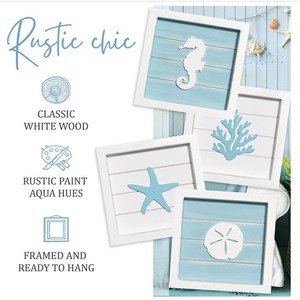 Ocean-themed wooden craft ornaments, retro and creative home decor, <b>summer</b> bathroom wall <b>decorations</b>, wooden ocean-themed - Product Image 4