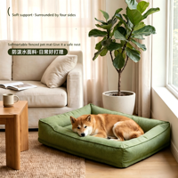 Lit pour animaux de compagnie portable de luxe, tapis de couchage rectangulaire chaud pour l'hiver, imperméable, amovible et durable, doux et confortable