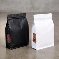 Sachet alimentaire refermable coloré en aluminium à fond plat avec fenêtre transparente pour café, fruits secs et noix