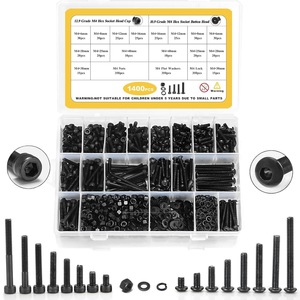 Kit de Pernos Hexagonales M4, 1400 Piezas, M4x6mm-40mm, Grado 10.9 12.9, Acero Aleado para Uso en Construcción - Product Image 1