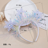 Bandeau en plastique à paillettes flocon de neige, créatif, mignon, brillant, fait à la main, accessoires de cheveux pour fête de Noël pour enfants