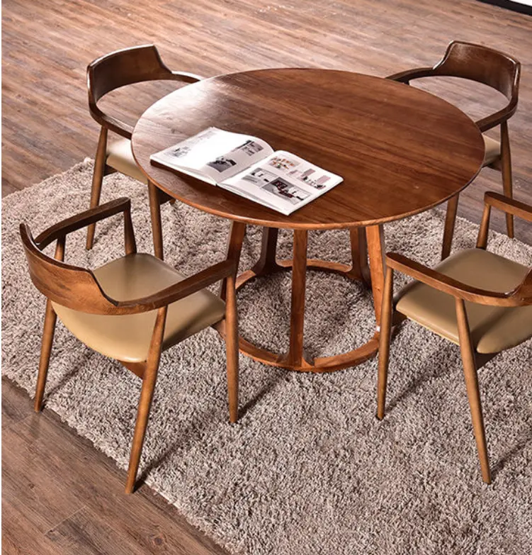 Nordic style home furniture round wood modern dining table set