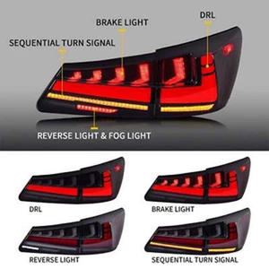 새 상품 알린트릭스 레드 12V 테일램프 IS250 IS350 ISF GSE20 2005-2013 자동차 램프 어셈블리 리어 튜닝 시퀀셜 라이트 - Product Image 4