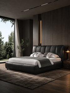 <span class=keywords><strong>Lit</strong></span> convertible en cuir moderne de luxe, capitonné, minimaliste, rembourré, en peluche, taille double, réglable - Product Image 6