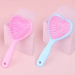 Pente de almofada de ar em forma de coração para meninas, mini escova de massagem em forma de coração, pente de cabelo rosa fofo para bebês, novidade de 2024