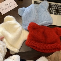 Gorro de lana unisex con orejas de monstruo, estilo adorable, cálido para invierno, con diseño que cubre los dedos de los pies