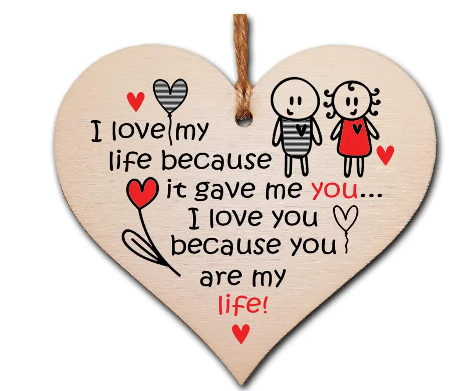 Saint Valentin en bois suspendu coeur Plaque cadeau pour votre amour coeur signe en bois amitié citation cadeau pour elle pour lui