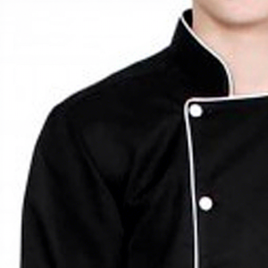 Chaqueta de Chef Negra de Manga Larga para Hombre, de Algodón Tejido, con Cierre de Botones, Uniforme para Restaurante o Bar - Product Image 3