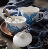 Service à thé en porcelaine de Chaozhou : Tasses et soucoupes en céramique au design unique bleu, prix compétitif, style traditionnel, en vente