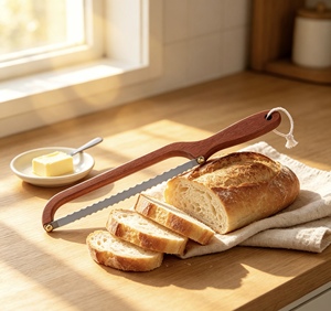 Cuchillo para pan <span class=keywords><strong>de</strong></span> madera con hoja dentada <span class=keywords><strong>de</strong></span> acero inoxidable, cortador <span class=keywords><strong>de</strong></span> pan <span class=keywords><strong>de</strong></span> masa madre, cortador <span class=keywords><strong>de</strong></span> baguette con mango ergonómico <span class=keywords><strong>de</strong></span> madera, herramienta <span class=keywords><strong>de</strong></span> repostería - Product Image 4