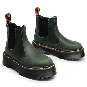 Bottes Chelsea pour femmes, bottes de moto à semelles épaisses, bottes courtes en cuir véritable pour femmes, semelle plateforme - Product Image 5