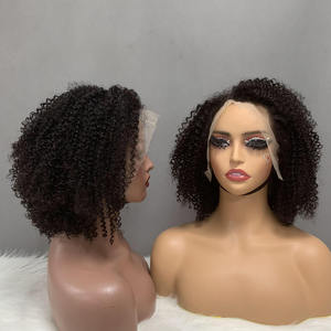 Peluca Corta de Cabello Humano Virgen Color Vino T1B/99J, Rizado Afro, 12 Pulgadas, 200% de Densidad, 13x4, Frente de Encaje Transparente, Color Degradado de 2 Tonos - Product Image 3