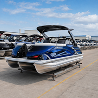 Bateau ponton de luxe sportif en aluminium de 22 pieds - 12 personnes, 3 tubes, homologué CE, remorque moteur en option, pont de pêche, loisirs et fête