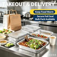 Boîte d'emballage alimentaire en aluminium et PP, directement de l'usine, avec couvercles en plastique, plateaux compartimentés épaissis résistants à la chaleur