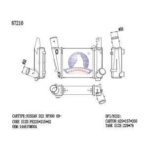 Intercooler in Alluminio 87210 per Nissan D22 NP300 2009, <span class=keywords><strong>Accessori</strong></span> per Raffreddamento Motore, Radiatore OEM 14461VM00A - Product Image 2