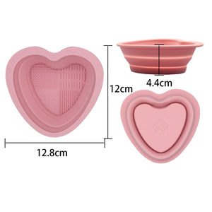 Heart Shape Silicone Makeup Brush Cleaner Mat Foldable Cosmetic Washing Scrubber Bowl Cleaning Pad for Sponge Powder Puff Tool - Product Image 3