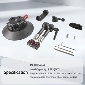 6in máy ảnh Cốc hút điện thoại núi 7 "Heavy-Duty Hợp kim nhôm có khớp nối ma thuật cánh tay 360 bóng kép đầu 1/4" arri gắn kết - Product Image 2