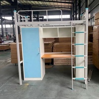 Lit superposé en acier pour étudiants, Loft en acier, armoire, bureau et casier, lit de dortoir, lit d'appartement