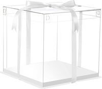 Vente en gros Boîte à gâteau transparente en plastique Boîte cadeau carrée blanche pour mariage Boulangerie Fournitures de pâtisserie