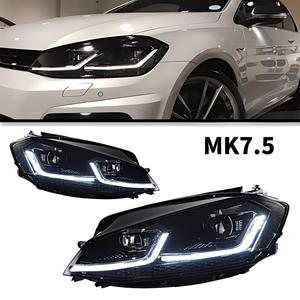 Gruppo Fari a LED per <span class=keywords><strong>Volkswagen</strong></span> <span class=keywords><strong>Golf</strong></span> <span class=keywords><strong>7.5</strong></span> R-line con Lente Proiettore, Doppio DRL e Indicatore di Direzione Dinamico 2018-2020, Plug and Play - Product Image 1