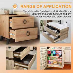 Yenuo thép không gỉ hiện đại ngăn kéo Slide mở rộng đầy đủ 10-40 inch Side mount Ball bearing 45mm phòng khách đường ray - Product Image 5