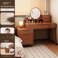 Table de toilette avec armoire intégrée, petite chambre à coucher, bureau de chevet, moderne, rétractable, éclairée, en acier inoxydable, murale, pour le maquillage