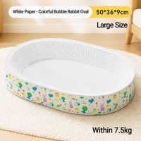 Griffoir pour chat en papier kraft blanc très résistant |   Lit pour chat ovale en carton ondulé pour chats de grande taille |   Produits pour animaux de compagnie professionnels OEM