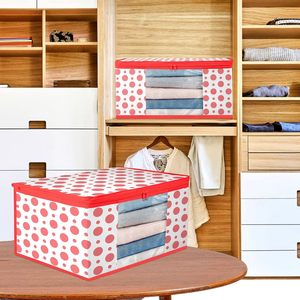 Sac de rangement Saree transparent de haute qualité pour femme, pochette de travail à fleurs à pois rouges, pour femmes, prix de gros - Product Image 6