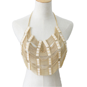 Top Corto Unisex con Gioielli per il Corpo in Pietra Sintetica, Reggiseno a Catena Stratificata, <span class=keywords><strong>Sexy</strong></span> Regalo per Matrimoni e Feste - Product Image 1