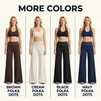 Ensemble deux pièces sport : Soutien-gorge de sport et pantalon large à taille haute pliable, avec bande de taille rayée, coussinets amovibles, personnalisable pour le yoga (OEM/ODM)