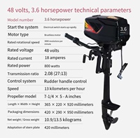 Moteur de remorquage électrique DC 48V 3,6 CV 800 Watts, moteur hors-bord, moteur hors-bord pour petit bateau de pêche, vente directe