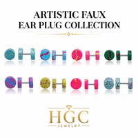 Bijou de piercing d'oreille en acrylique léger et artistique, série Zero Pain Faux Stretching, avec zircon doré, pour faux piercing d'oreille