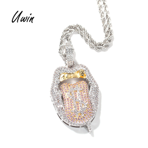 Nuovo Arrivo: Ciondolo con Simbolo <span class=keywords><strong>del</strong></span> Dollaro su Lingua Tempestata di Diamanti, Collana con Ciondolo Ghiacciato per Uomo e Donna, Gioielli da Rapper - Product Image 1