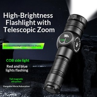 Lampe torche numérique intelligente rechargeable pour extérieur, affichage LED, ABS, portable, d'urgence, indice IP65, portée du faisceau 500m, protection contre les surcharges