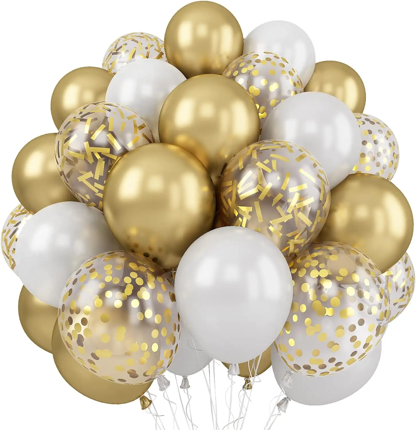 JYO 60 pacotes de balões de látex dourados metálico de 12 polegadas para festas de aniversário