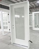 Porte d'entrée extérieure en fibre de verre apprêtée blanche pour maisons, panneau plat avec stores intégrés, porte de sécurité en verre isolant
