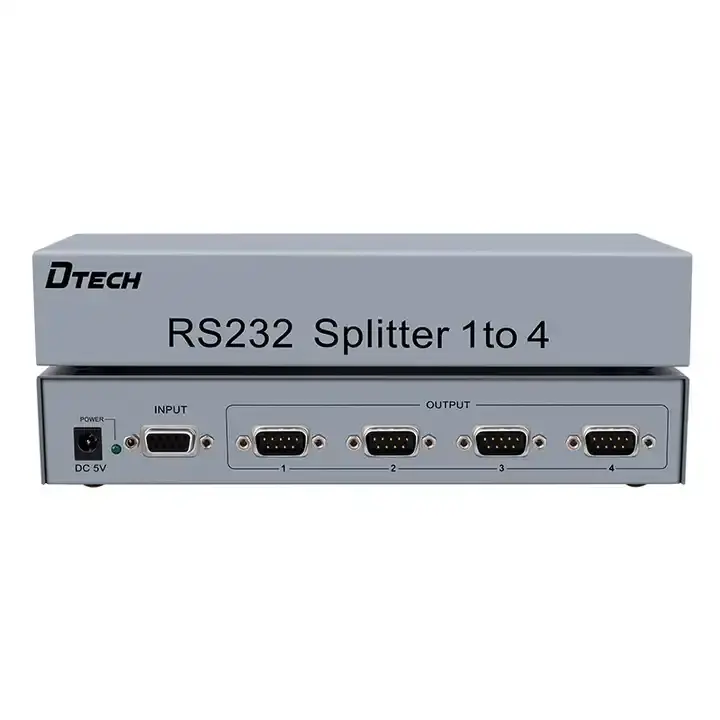 DTECH High Quality Stable Performance Male to Female 4 Port 1 Input 4 Output RS232 Serial Splitter 1X4